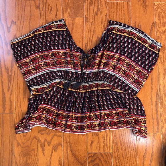 Forever 21 Black Gold Red Patterned Tunic Shirt M - Picture 10 of 13